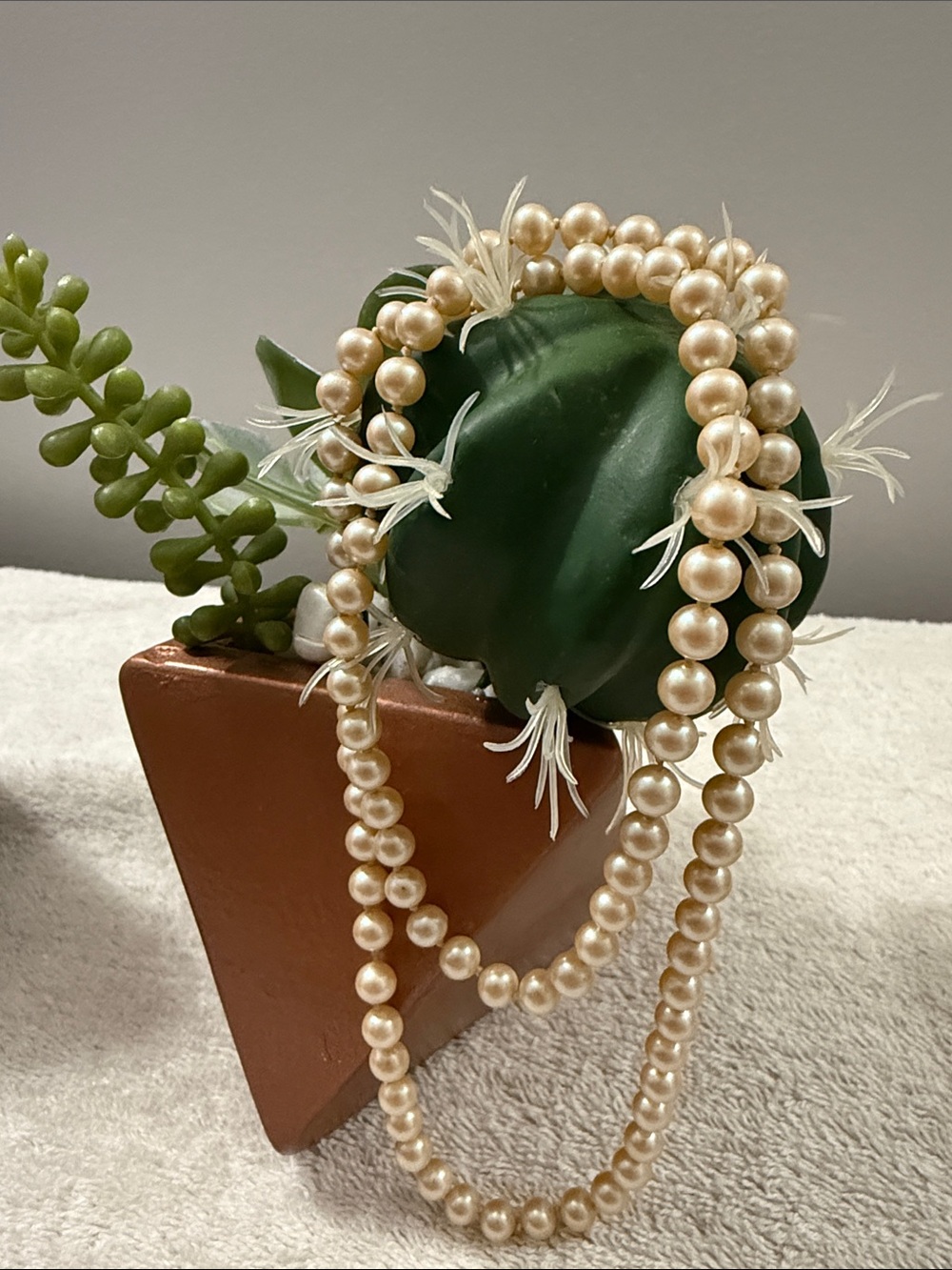 Vintage faux ivory pearl necklace timeless classic long necklace 25” length